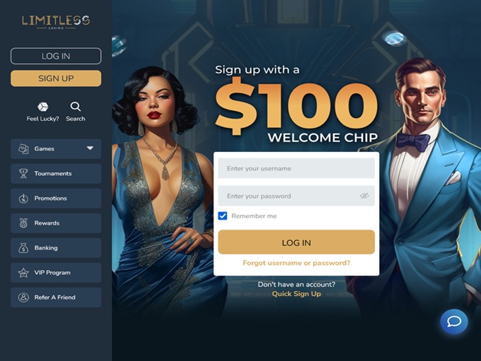 Limitless Casino lobby