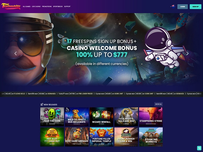 Tournaverse Casino lobby