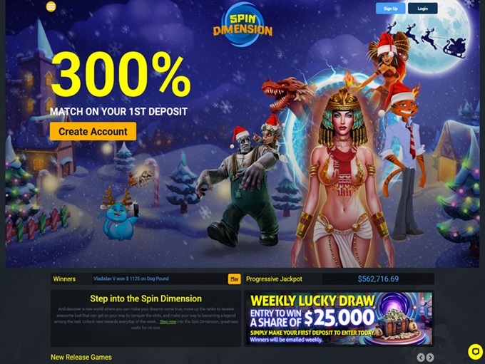 Spin Dimension Casino lobby
