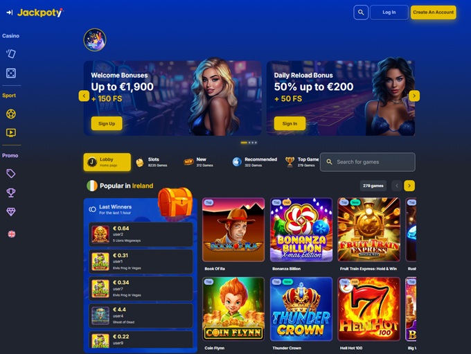 Jackpoty Casino lobby