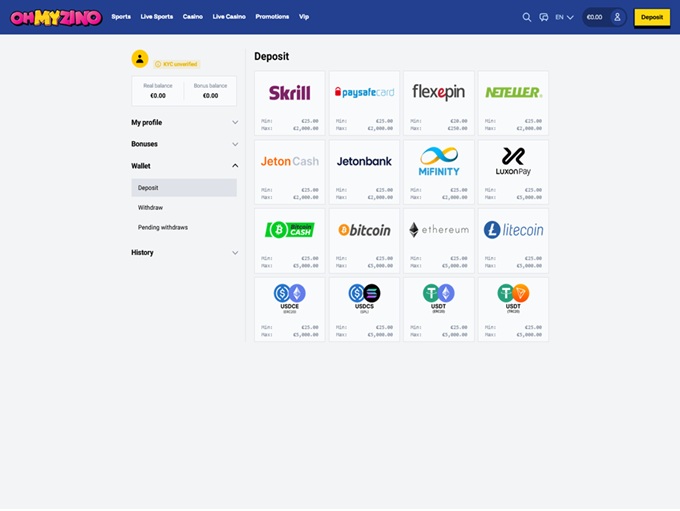 OhMyZino Casino screenshot 3