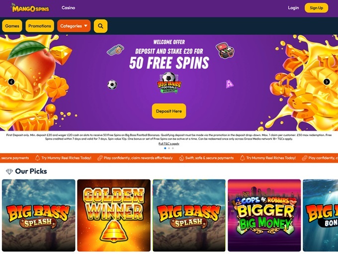 Mango Spins Casino screenshot 1