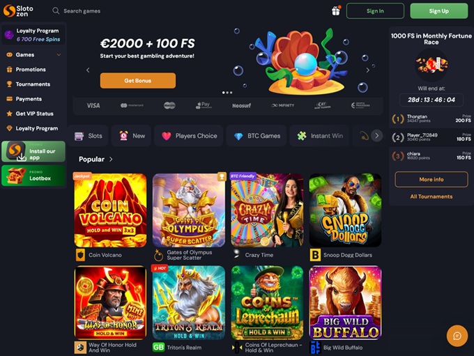 Slotozen Casino lobby
