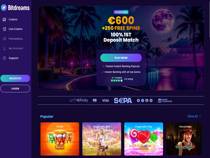Bitdreams Casino lobby