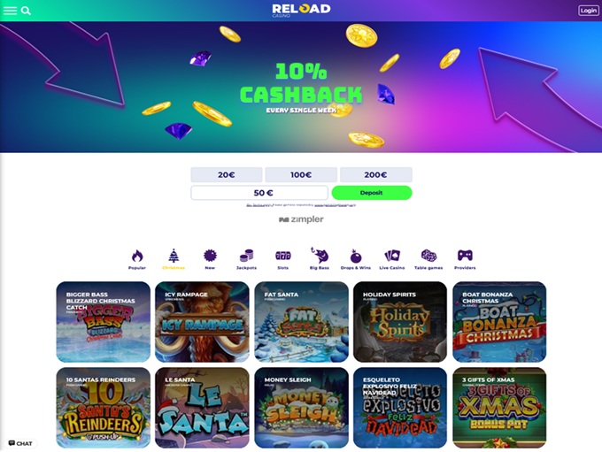 Reload Casino lobby