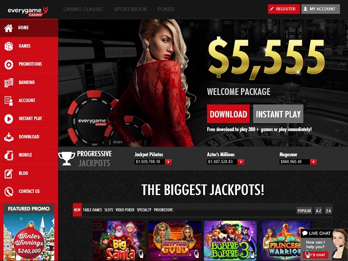 Everygame Casino lobby