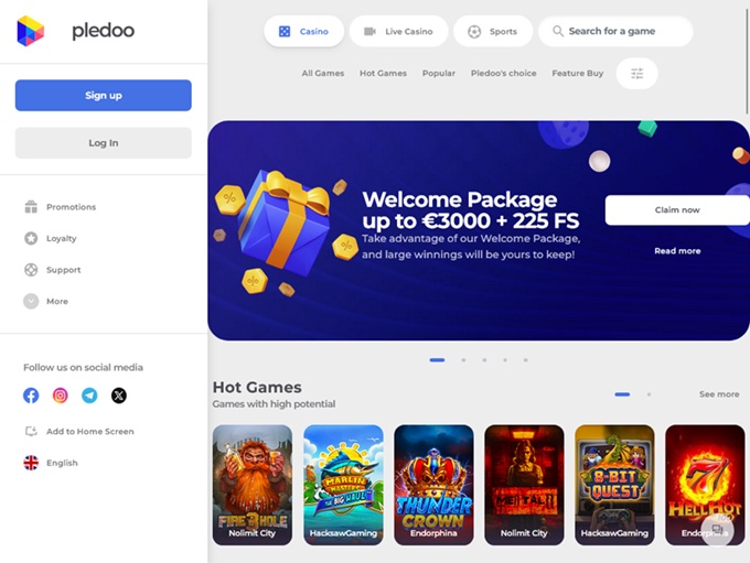 Pledoo Casino lobby
