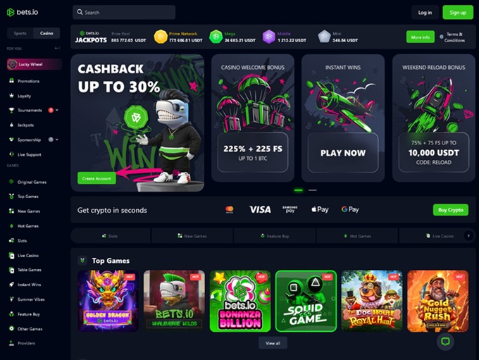 bets.io Casino lobby