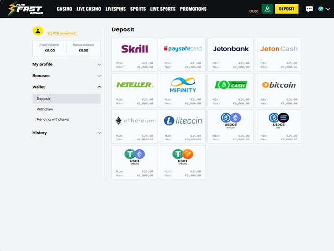 Playfast Casino screenshot 3