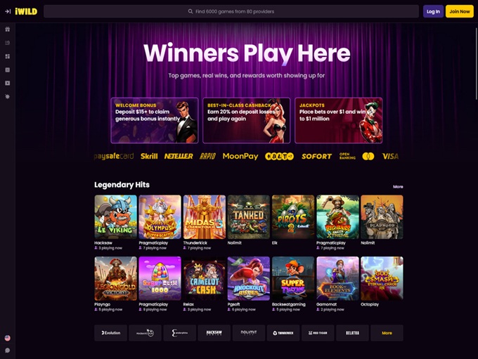 iWild Casino lobby