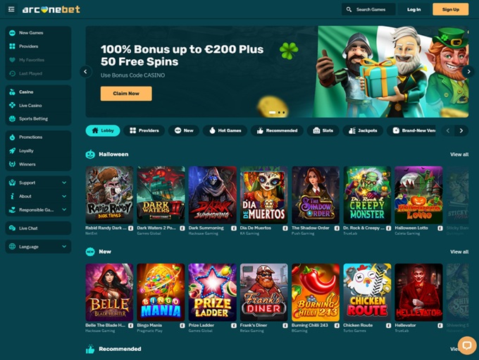 arcanebet Casino lobby