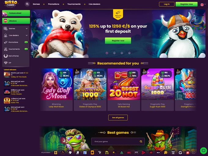 Bizzo Casino lobby