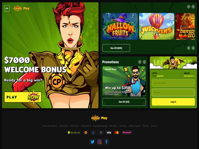 ComicPlay Casino lobby