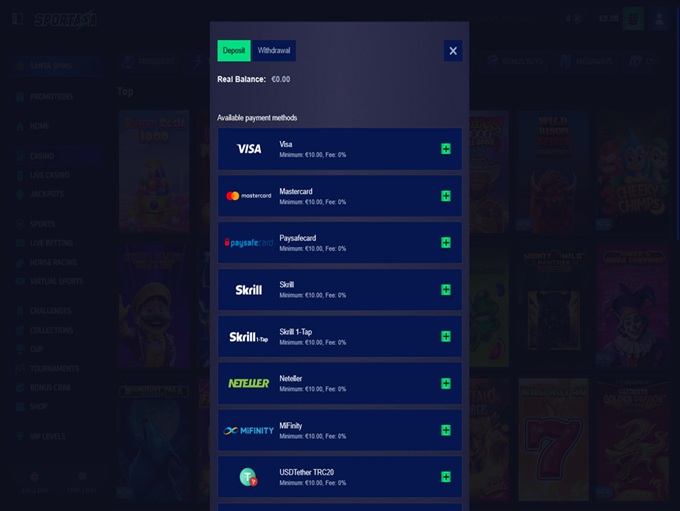 Sportaza Casino screenshot 3