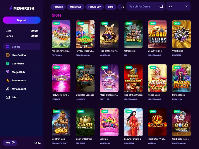 MegaRush Casino screenshot 2
