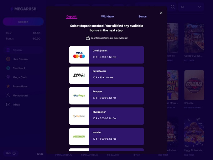 MegaRush Casino screenshot 3