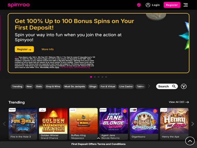 SpinYoo Casino lobby