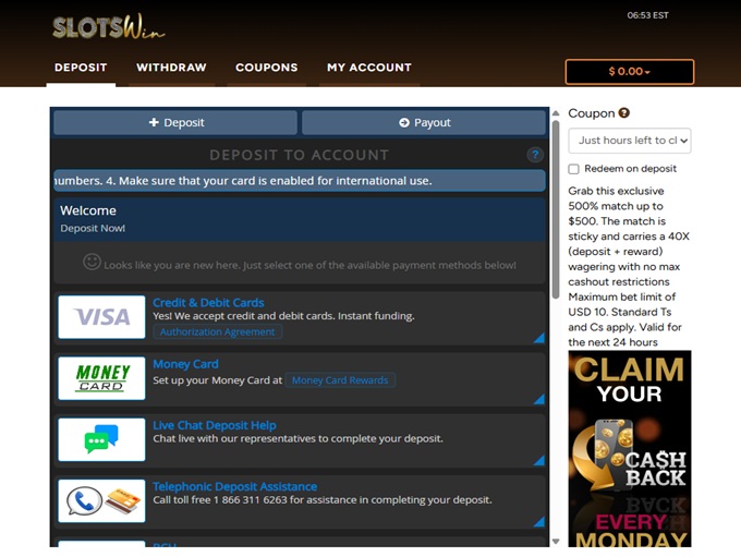 SlotsWin Casino screenshot 3