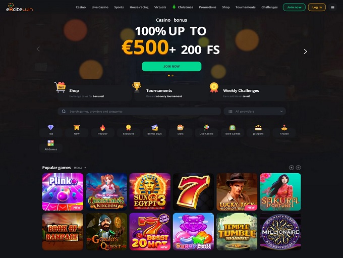 ExciteWin Casino lobby