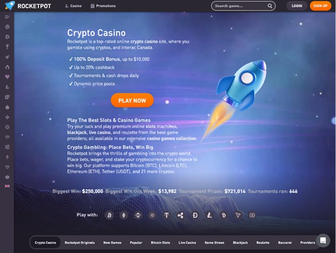 Rocketpot Casino lobby