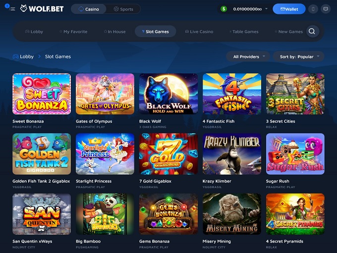 Wolf.Bet Casino screenshot 2