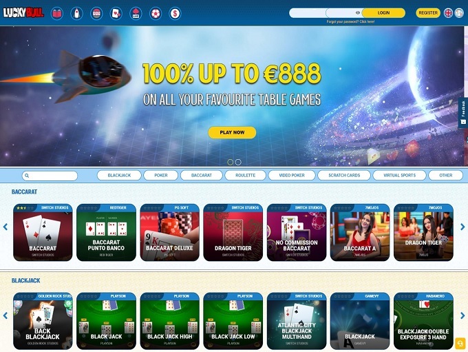 Lucky Bull Casino lobby