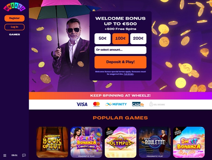 Wheelz Casino lobby