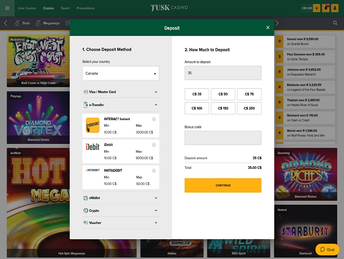 Tusk Casino screenshot 3