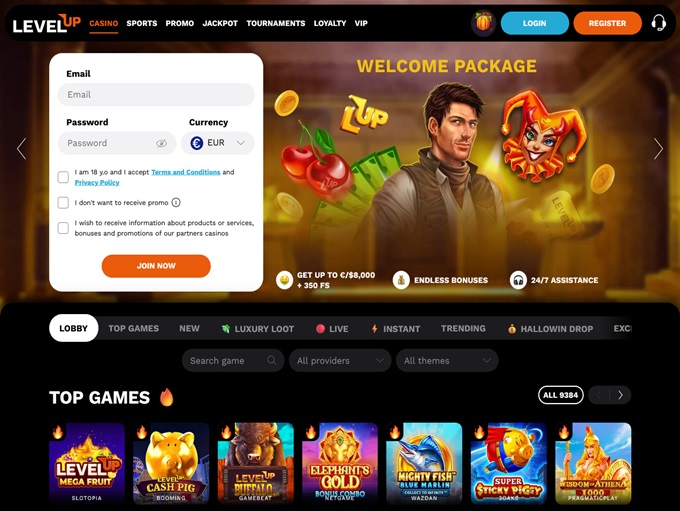 LevelUp Casino lobby