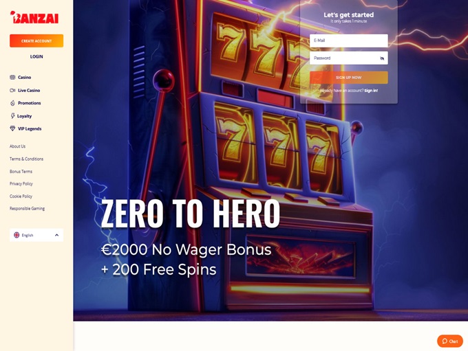 Banzai Slots lobby