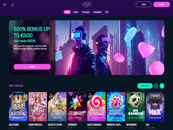NeonVegas Casino lobby