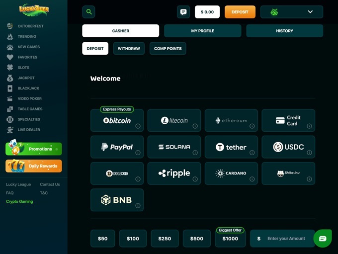 Lucky Tiger Casino screenshot 3