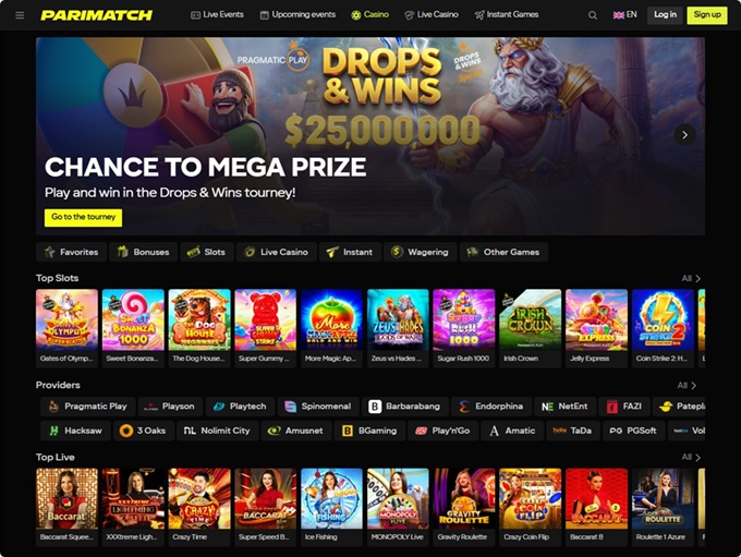 Parimatch Casino lobby