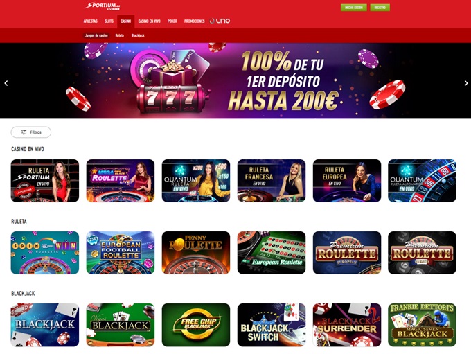 Sportium Casino lobby
