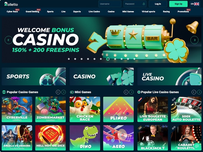 Rolletto Casino lobby