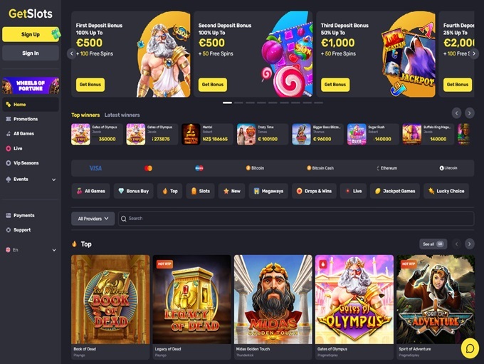 GetSlots Casino lobby