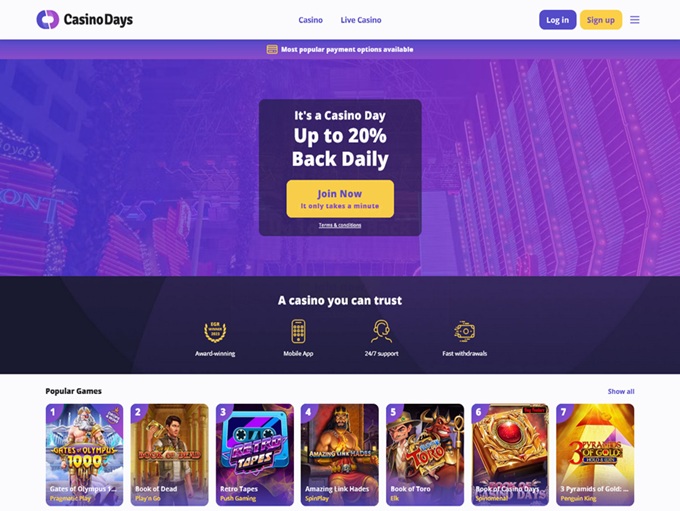 Casino Days lobby