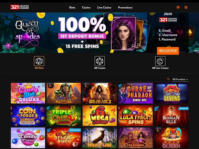 321Crypto Casino lobby