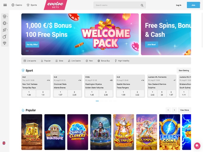 Evolvebets Casino screenshot 1