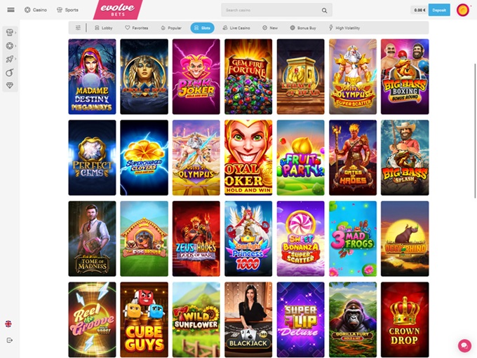 Evolvebets Casino screenshot 2