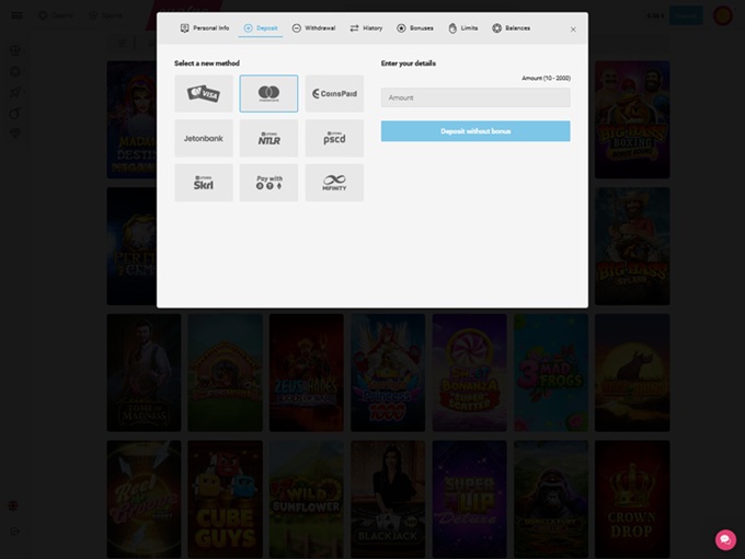 Evolvebets Casino screenshot 3