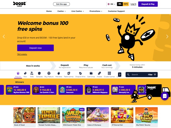Boost Casino lobby