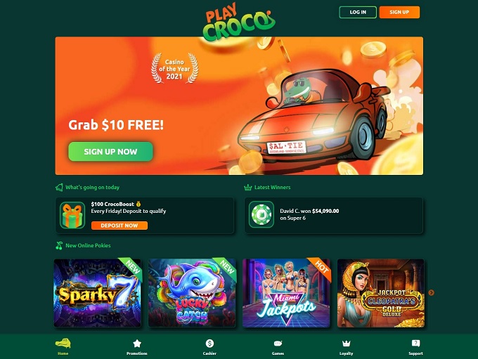 PlayCroco Casino lobby
