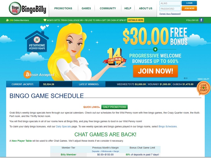 Bingo Billy Casino lobby
