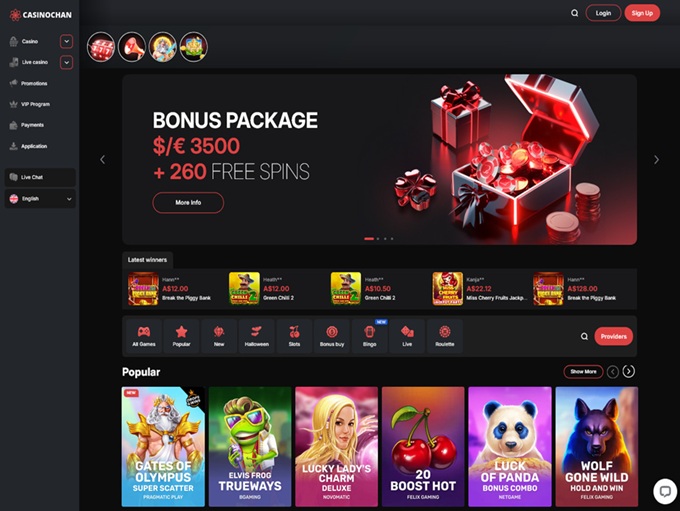 CasinoChan lobby