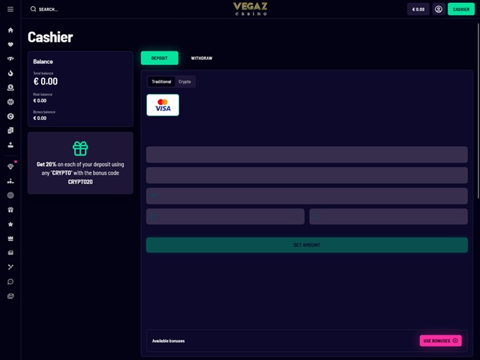 Vegaz Casino screenshot 3
