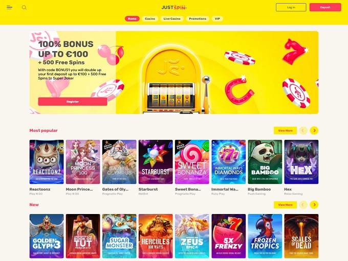 Justspin Casino screenshot 1