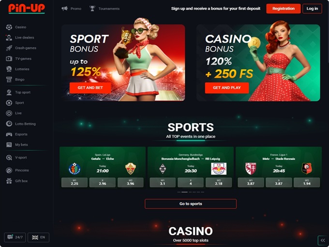 Pin Up Casino lobby