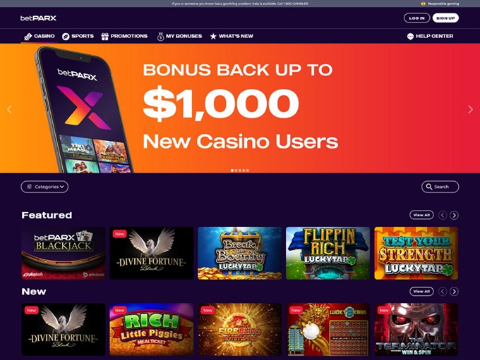 BetPARX Casino PA lobby