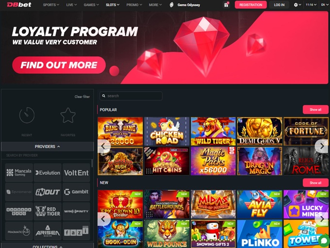 DBbet Casino lobby
